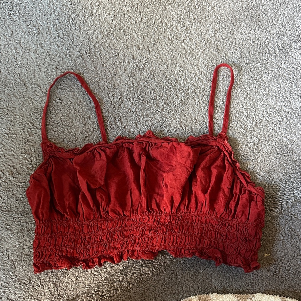SHEIN Red Smocked Crop Top